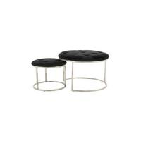 Hocker Becky Schwarz Silber Sitz Gepolstert 2er-Set - Silberfarben/Schwarz, Basics, Holzwerkstoff/Textil (40+60cm) - Kayoom