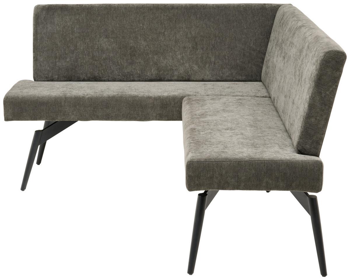 Eckbank Tinos Dunkelgrau, S: 150x190 Cm - Dunkelgrau/Schwarz, KONVENTIONELL, Textil/Metall (150/190cm) - MID.YOU