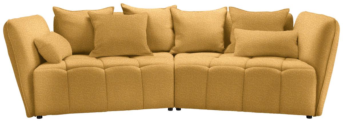 Boxspringová pohovka SOFI, horčicovožltá - horčicovožltá/čierna, Modern, textil (294/93/152cm) - Premium Living
