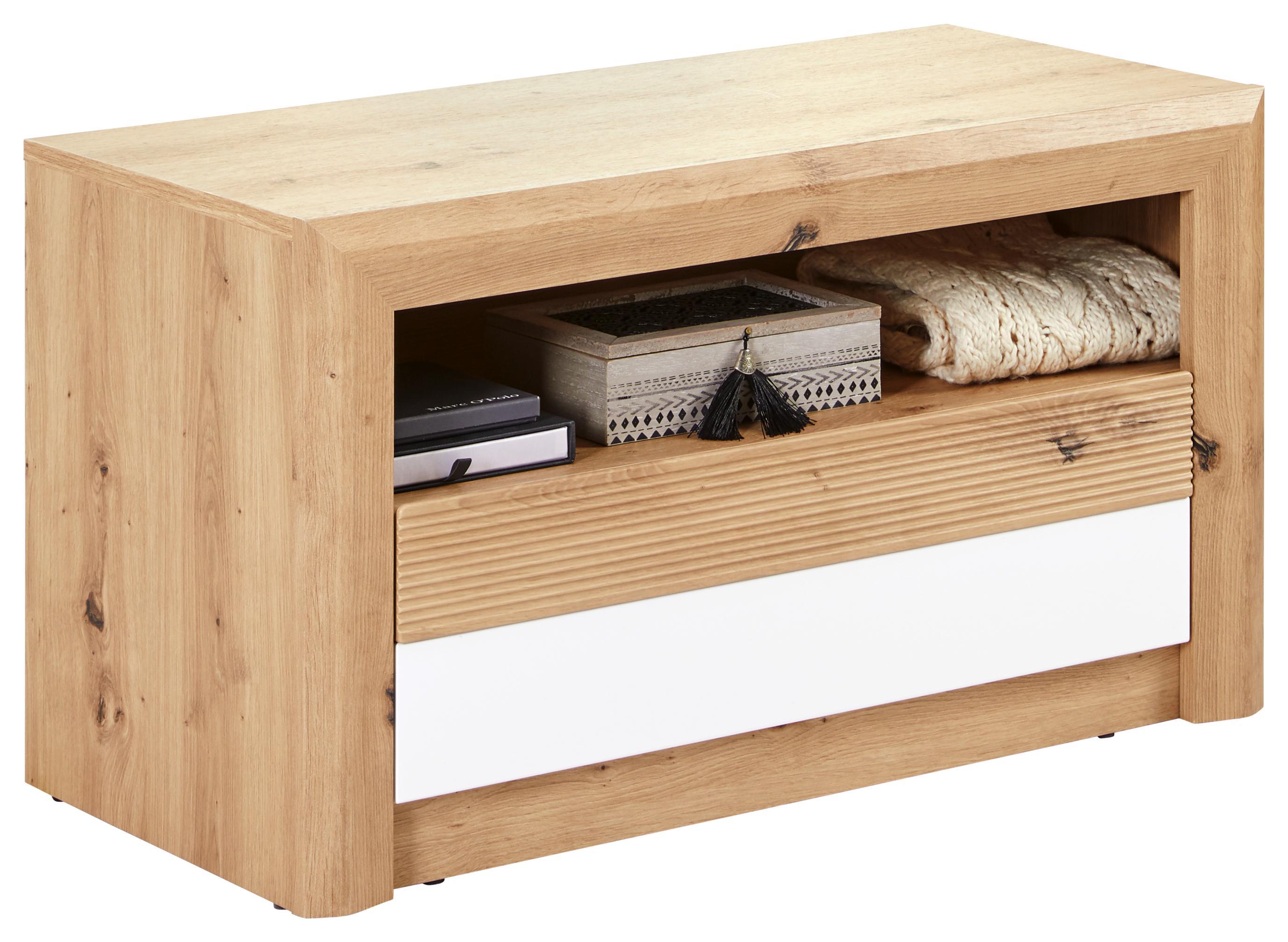 Előszobapad Kashmir New - Tölgyfa/Fehér, modern (84/47/41cm) - James Wood