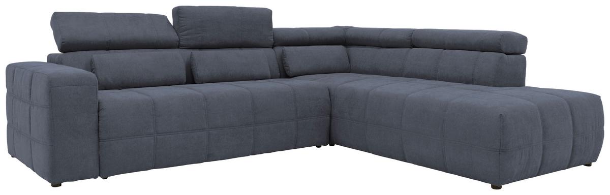 Ecksofa +  Kopfteilverstellung Brandon Dunkelgrau Mikrofaser - Dunkelgrau/Schwarz, Design, Textil (275/228cm) - MID.YOU