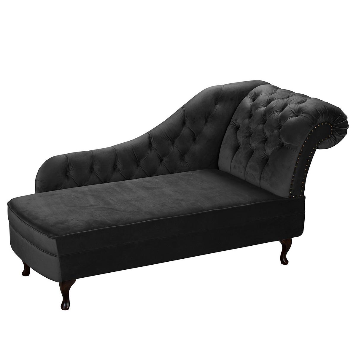 Récamiere Pako Schwarz B: 185cm - Schwarz/Braun, Design, Textil (185/93/75cm) - Livetastic