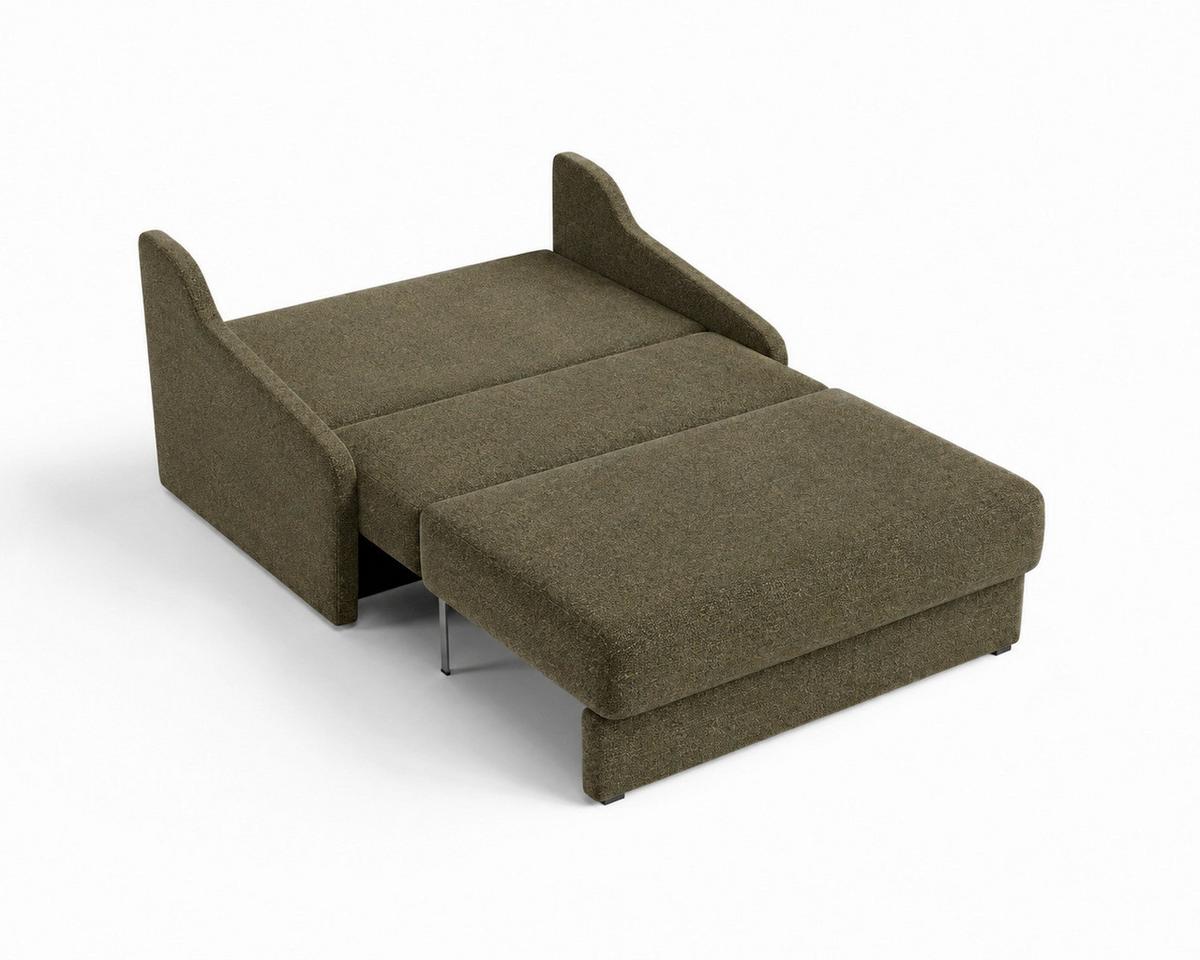 Schlafsofa Fly Dunkelgrün, B: 136 cm - Dunkelgrün/Schwarz, Design, Textil (136/86/113cm) - MID.YOU