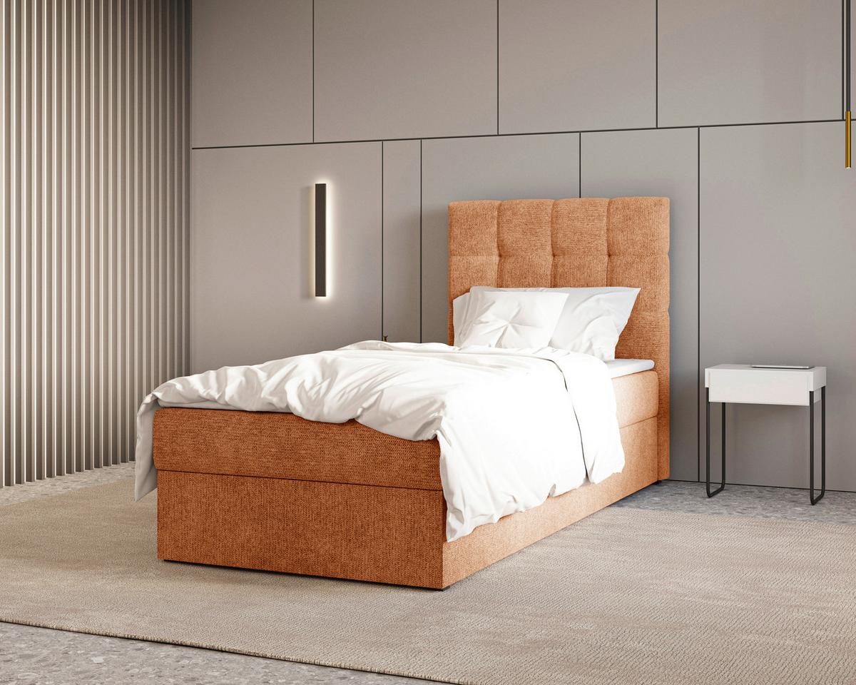 Boxbett Oslo mit Topper 90x200 - Schwarz/Kupferfarben, MODERN, Holz/Kunststoff (90/200cm) - Livetastic