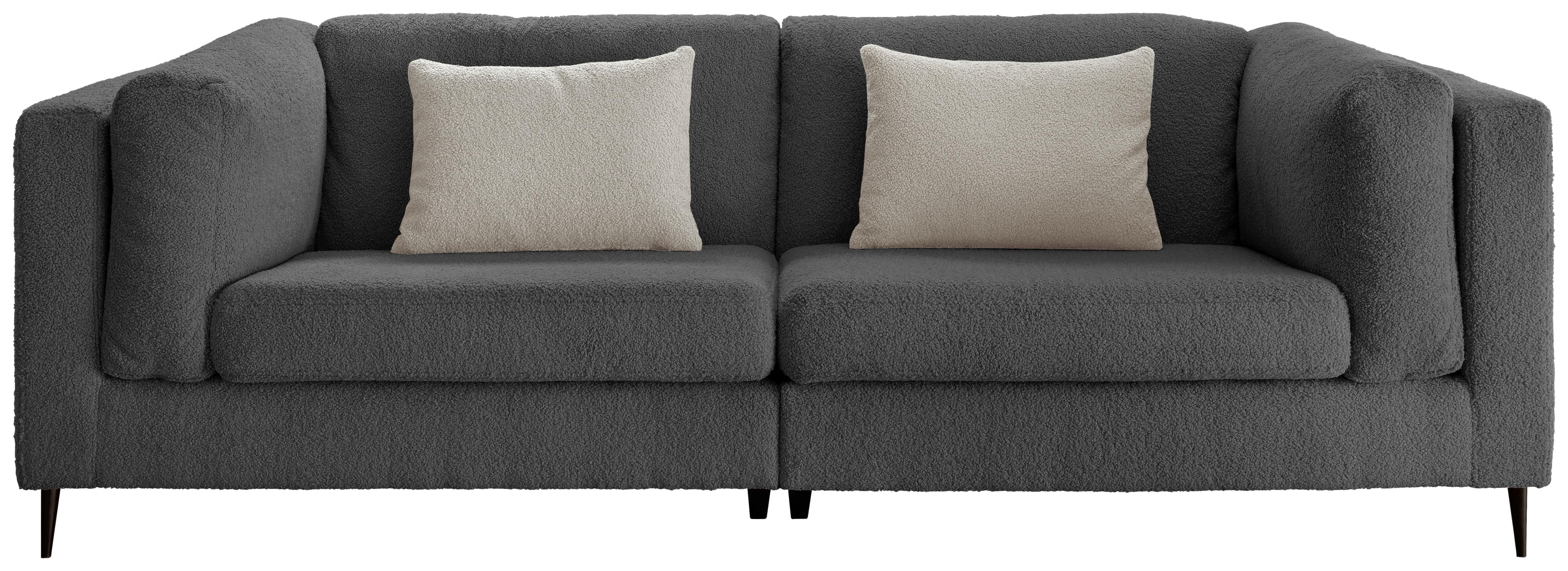 3-Sitzer-Sofa Roma Anthrazit Teddystoff - Anthrazit/Silberfarben, Design, Textil (250/82/112cm) - Livetastic