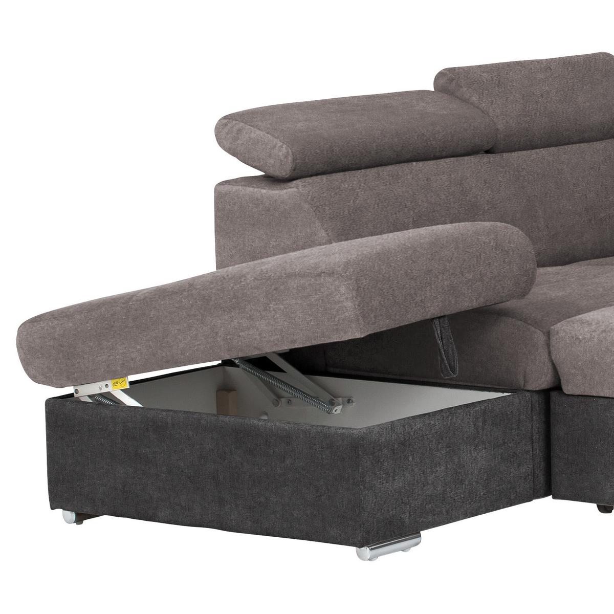 Ecksofa Mit Bettkasten Antero Kopfteile Verstellbar - Chromfarben/Schwarz, Design, Textil (216/262cm) - Livetastic