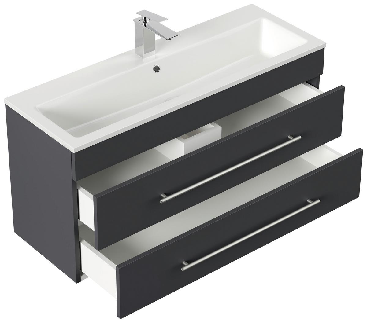 Badezimmer Portus Graphitfarben B: 100 Cm - Graphitfarben/Weiß, MODERN, Keramik/Holzwerkstoff (100cm) - MID.YOU