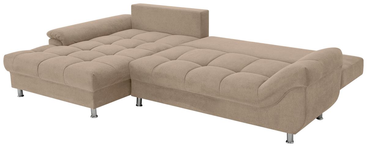 Rohová sedačka ERICE, levá, šedohnědá - barvy chromu/šedohnědá, Design, textil/plast (198/312cm)
