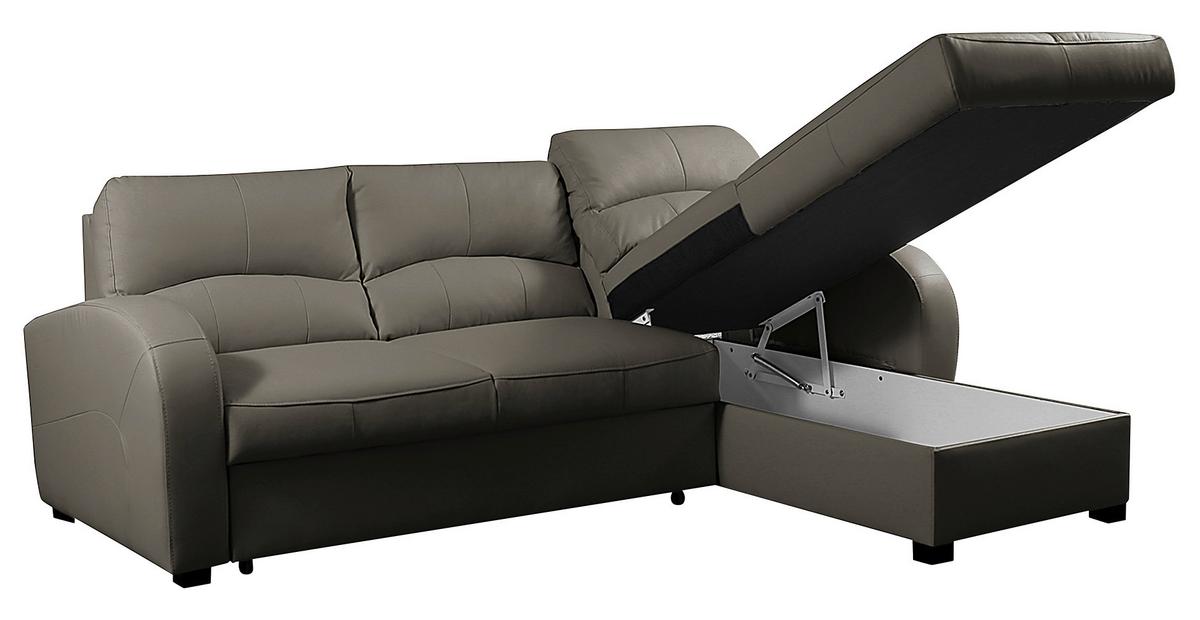 Ecksofa Tilo Schlammfarben S: 227 cm - Schlammfarben/Schwarz, Design, Leder/Textil (227/168cm) - Livetastic