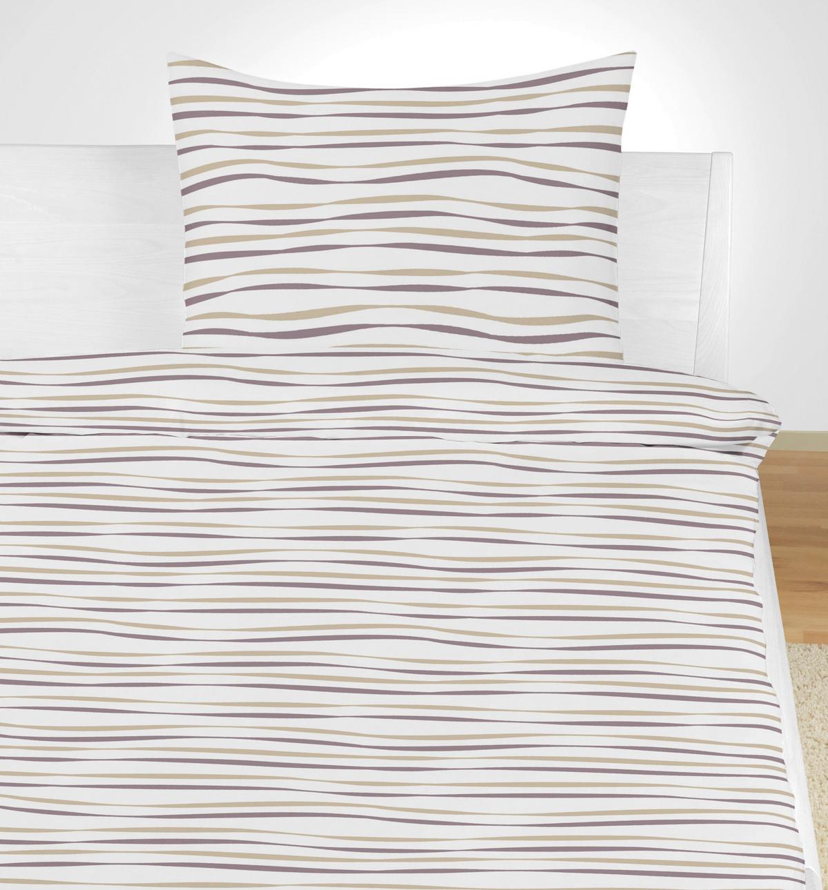 Bettwäsche 140x200 Cm Lenka Mikrofaser Blau/beige - Blau/Beige, KONVENTIONELL, Textil - Ondega