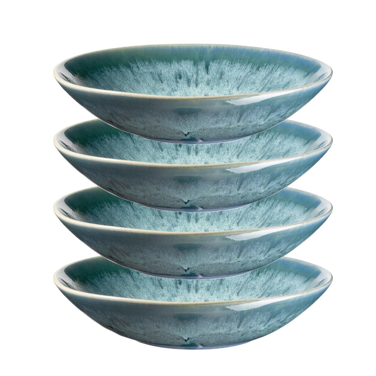 Suppentellerset Carellia Steinzeug, Blau, 4-Teilig - Blau, Basics, Keramik (22,5/5cm) - Mäser