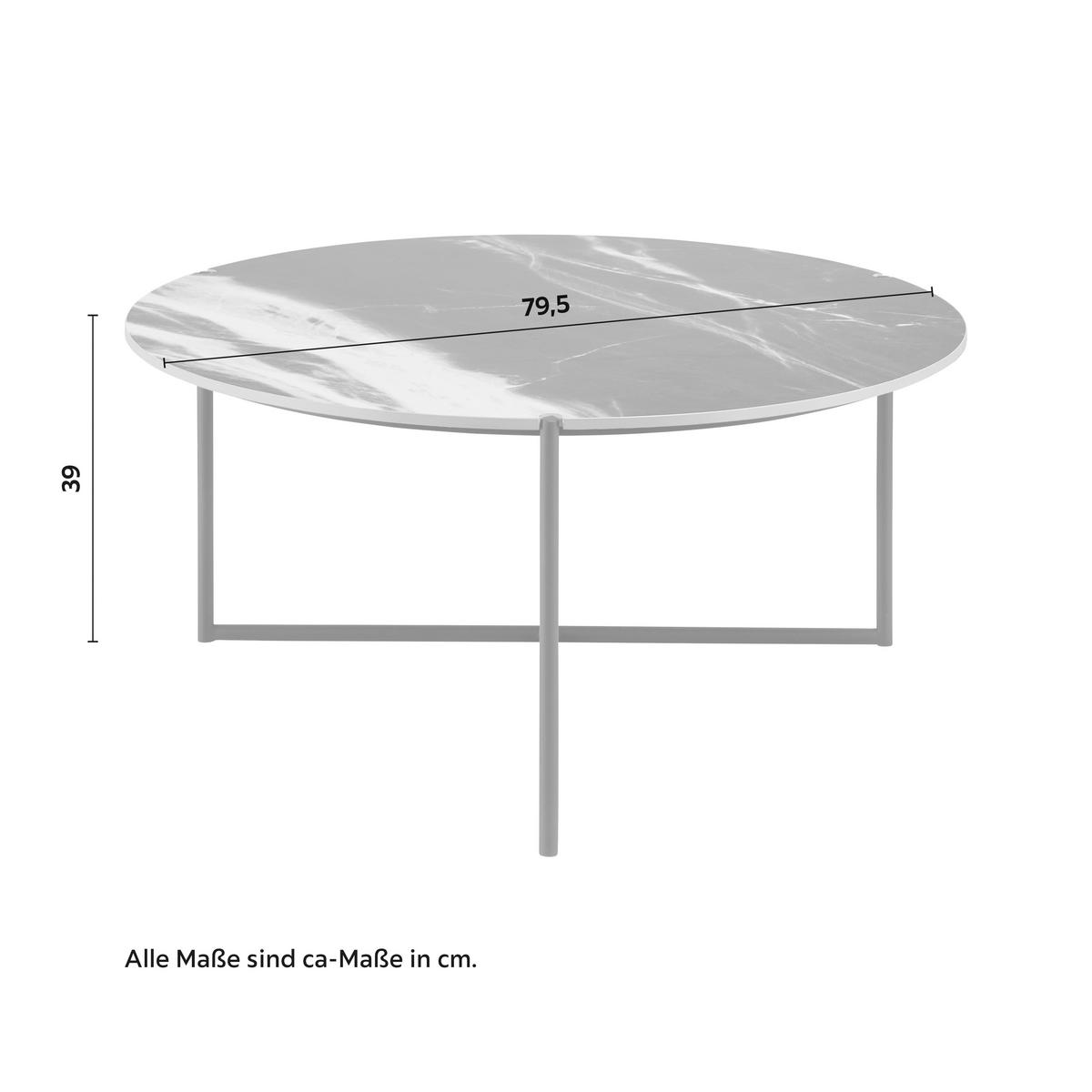 Konferenční stolek NILA - bílá/černá, Moderní, kov/kámen (79,5/79,5/39cm) - Bessagi Home