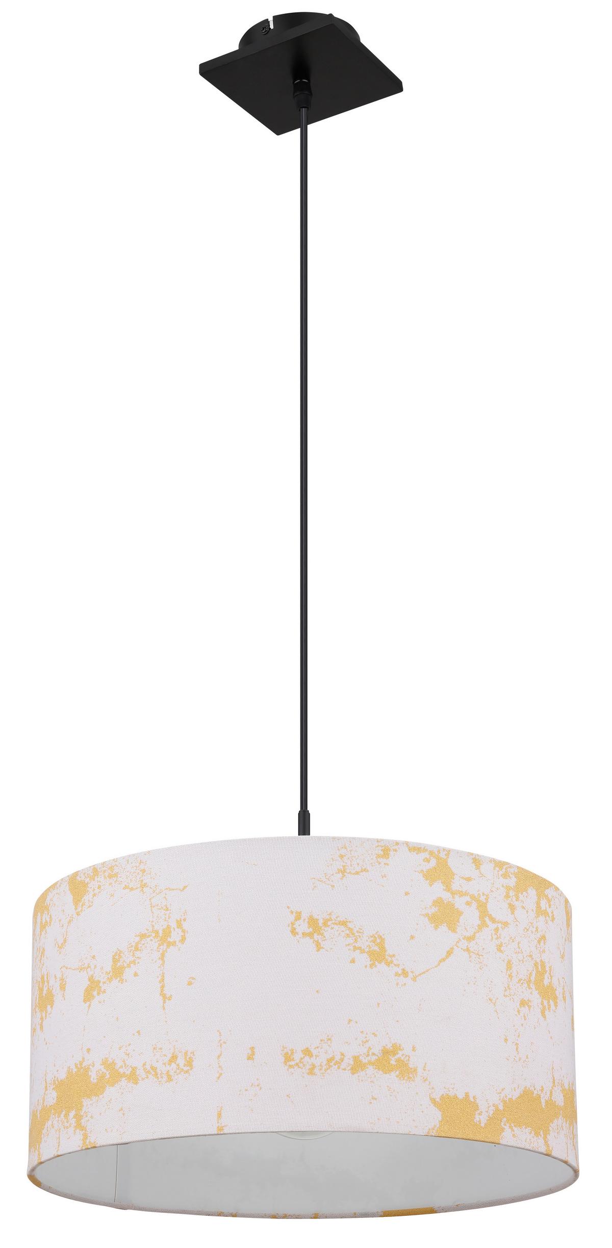 Hängeleuchte H: 150 cm 1-Flammig - Goldfarben/Schwarz, Basics, Textil/Metall (40/150cm) - Globo
