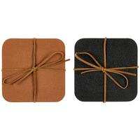 Poháralátét Szett Kb. 10/10cm - barna/fekete, Basics, műanyag/bőr (10/10cm)