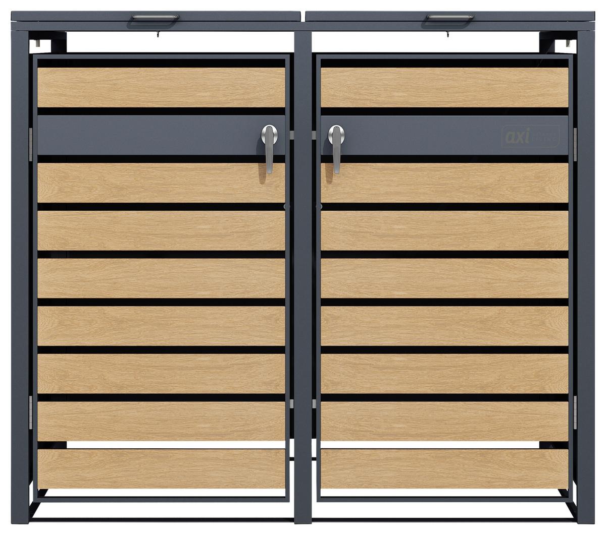Mülltonnenbox A093.002.00 - Anthrazit/Braun, KONVENTIONELL, Metall (132/116/80cm) - Ambia Garden