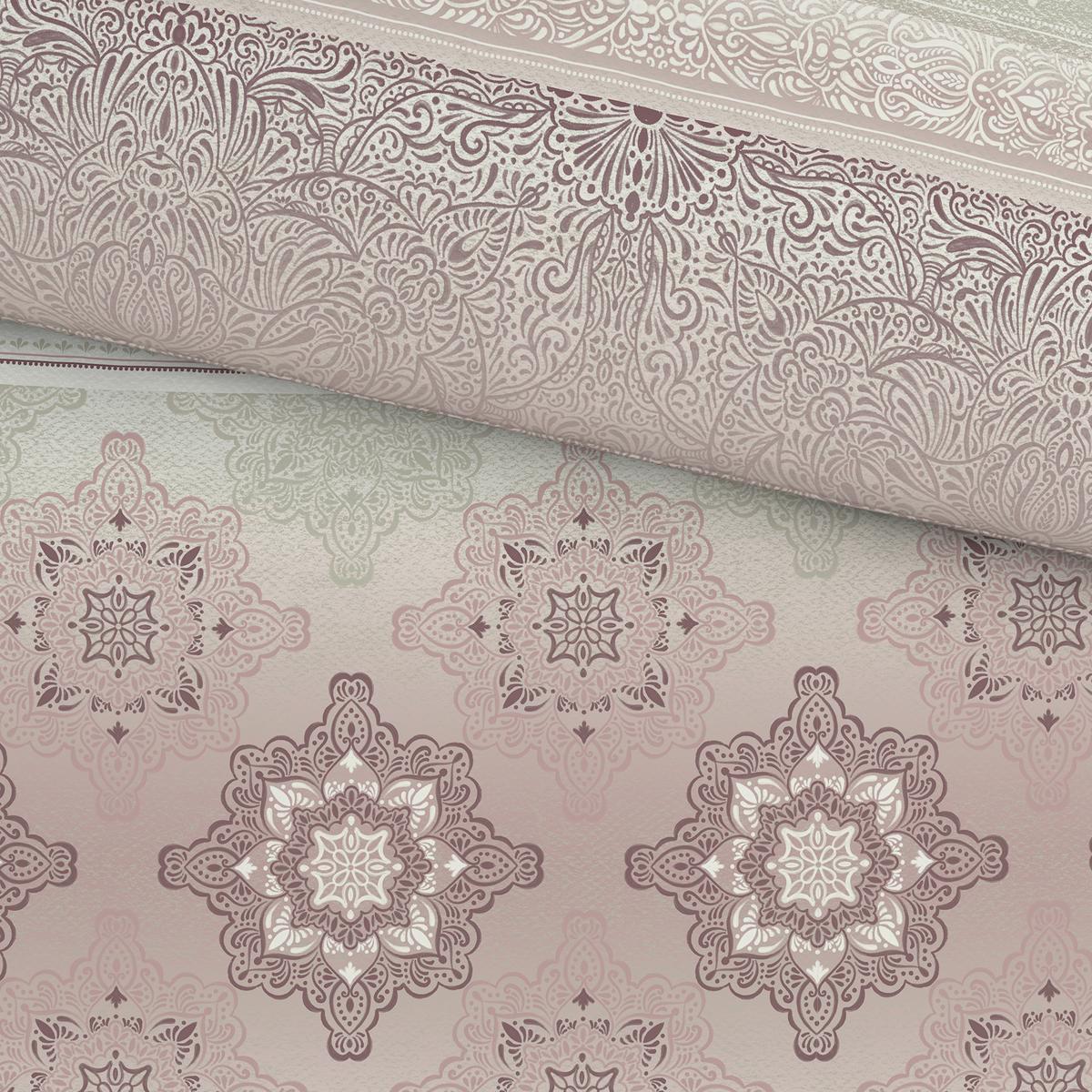 Bettwäsche Sigrid - Beere/Grau, ROMANTIK / LANDHAUS, Textil - James Wood