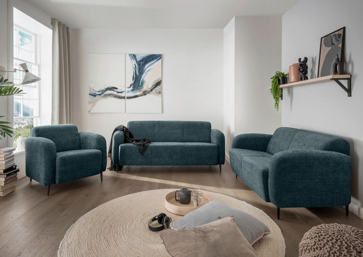 Sessel Marone Blau B: 85cm - Blau/Schwarz, MODERN, Textil (85/76/90cm) - Livetastic