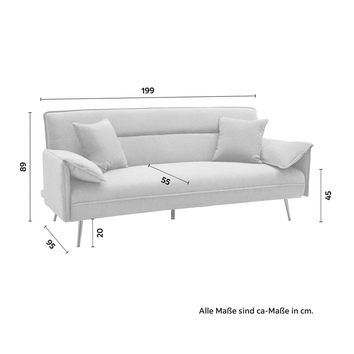 Rozkládací pohovka LANA tm. šědá - šedá/tmavě šedá, Moderní, kov/dřevo (199/89/95cm) - P & B