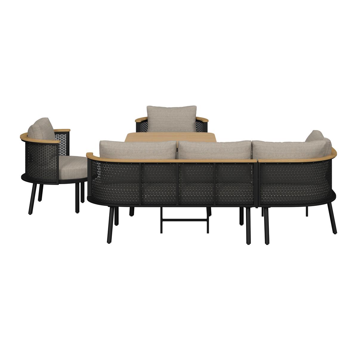 JEDÁLENSKÁ TERASOVÁ SÚPRAVA LISSA - čierna/farba hrušky, Modern, kov/textil - Bessagi Garden