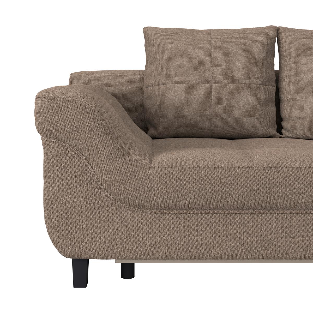 Ecksofa Mendoza - Schwarz/Braun, Design, Textil (309/197cm) - Ondega