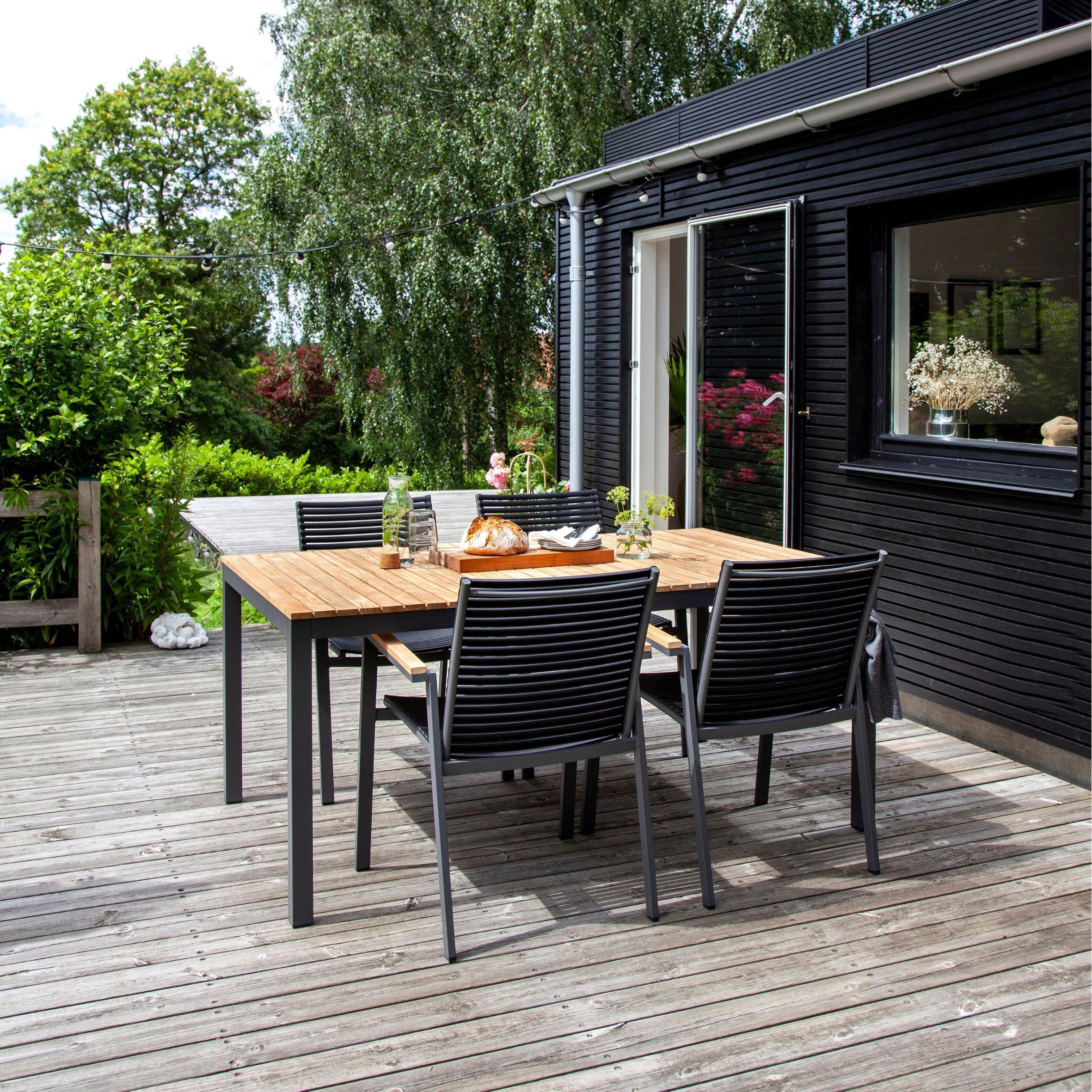 Gartentischgruppe Mood Extreme - Anthrazit/Schwarz, Natur, Holz/Kunststoff (56,5/84/62cm) - Gardenson