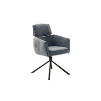 Armlehnstuhl Quebec Chenille Anthrazit 360° Drehb. - Anthrazit/Schwarz, KONVENTIONELL, Textil/Metall (60/92/64cm)