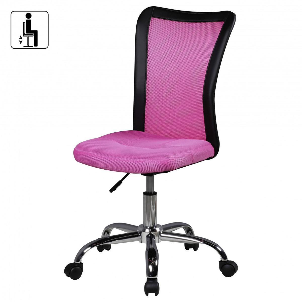 Jugenddrehstuhl Lukas Lederlook/Netz Pink Bis 60 Kg - Chromfarben/Pink, MODERN, Kunststoff/Textil (60/100/60cm) - MID.YOU