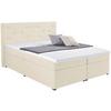 Boxspringbett Mit Topper Lederlook 180x200 Luminosa - Beige/Schwarz, MODERN, Textil (180/200cm)