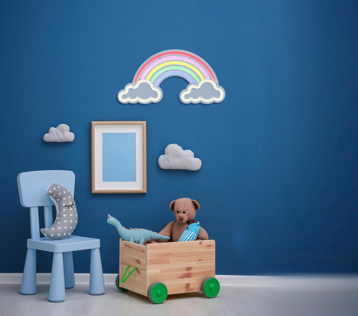 Kinderwandleuchte 1-flammig Mit Wippschalter - Klar/Weiß, Basics, Kunststoff (40/20/1,6cm) - Globo