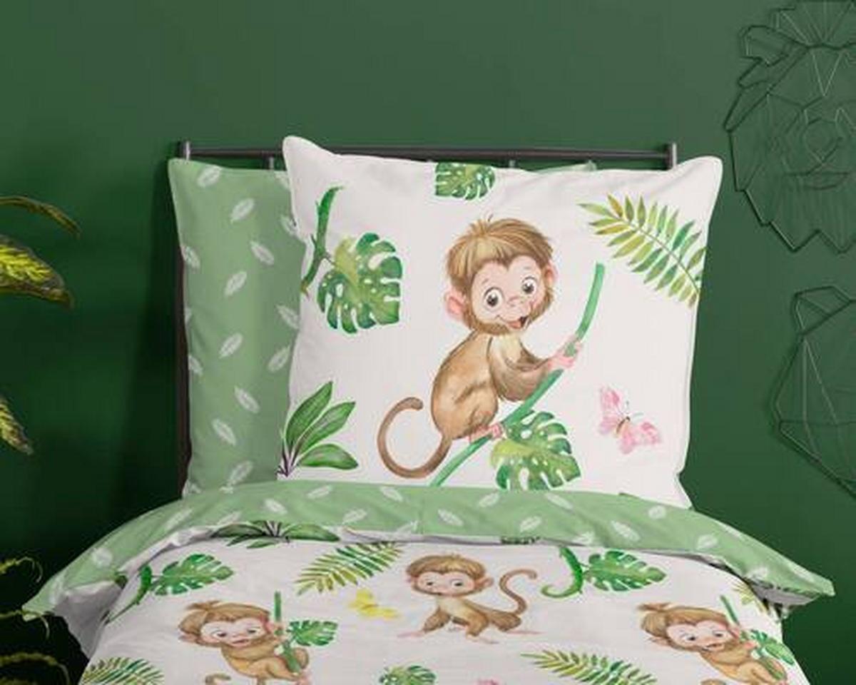 Kinderbettwäsche Play Grün Ecru 135x200 cm - Ecru/Grün, Natur, Textil (135/200cm)