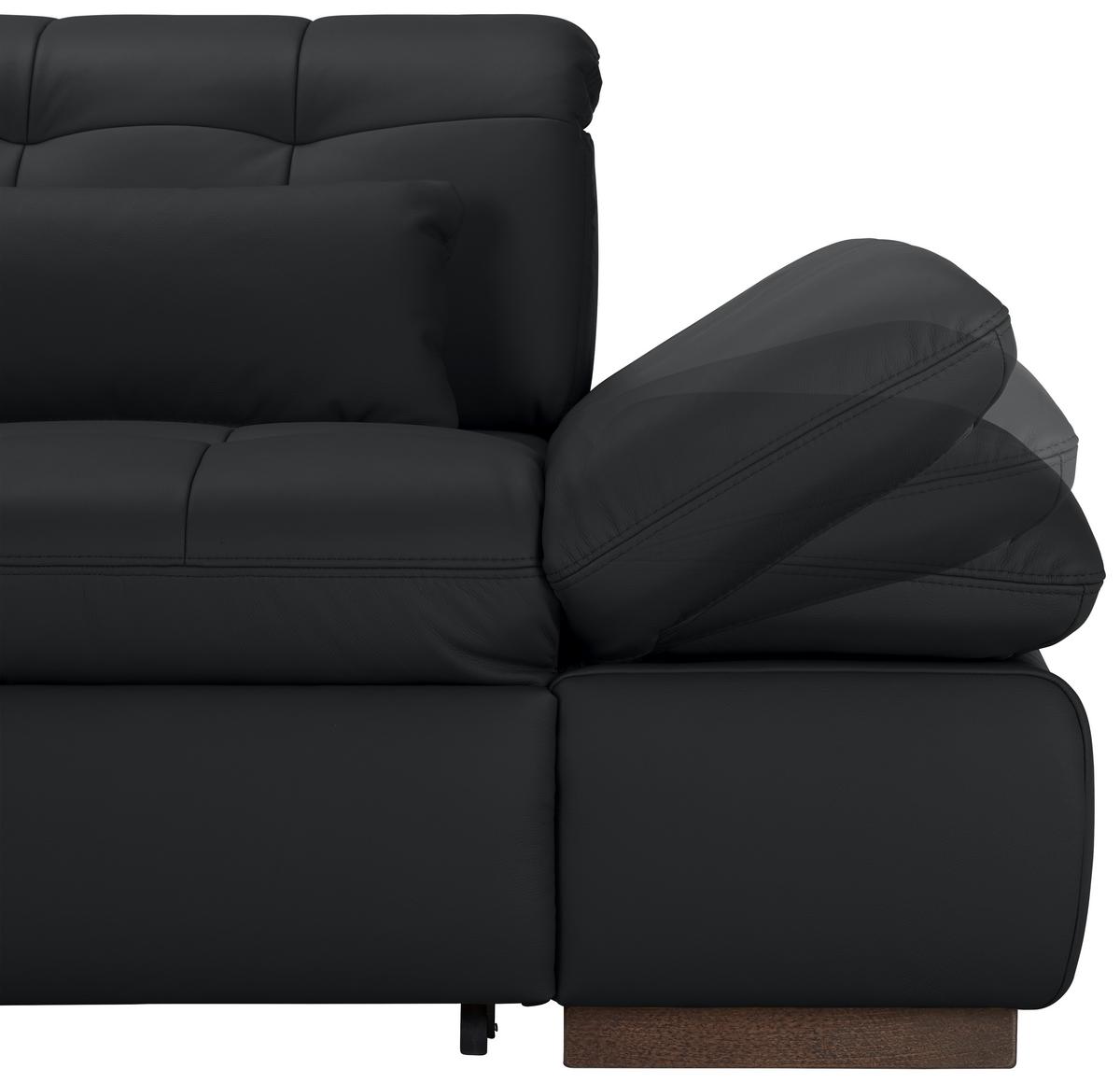 Rohová sedačka SANFINO, ľavá, čierna pravá koža - čierna/chrómová, Konventionell, kov/koža (199/305cm) - Premium Living