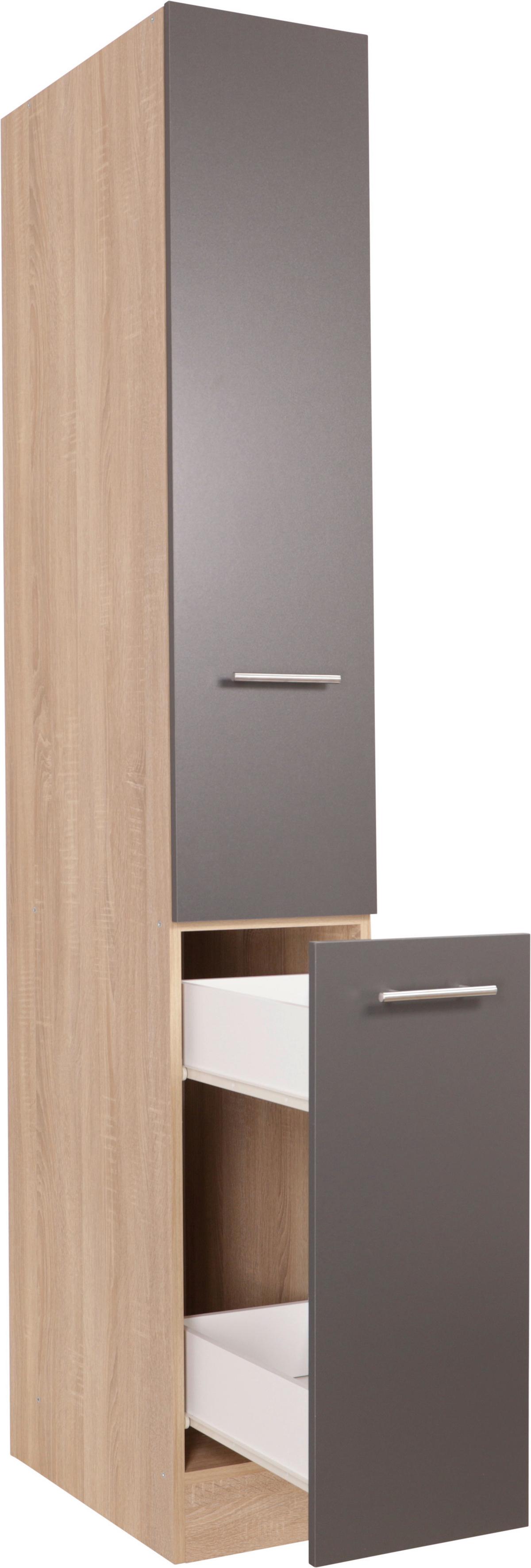 Apothekerschrank Merle Grau, Eiche Dekor B:30cm - Eichefarben/Grau, Basics, Holzwerkstoff (30/200/60cm) - Respekta