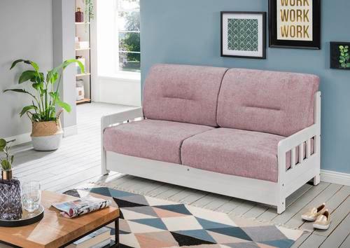 2-Sitzer-Sofa mit Schlaffunkt. Camino Holzkorpus Rosa/Weiß - Rosa/Weiß, LIFESTYLE, Holz/Textil (154/88/90cm) - Livetastic