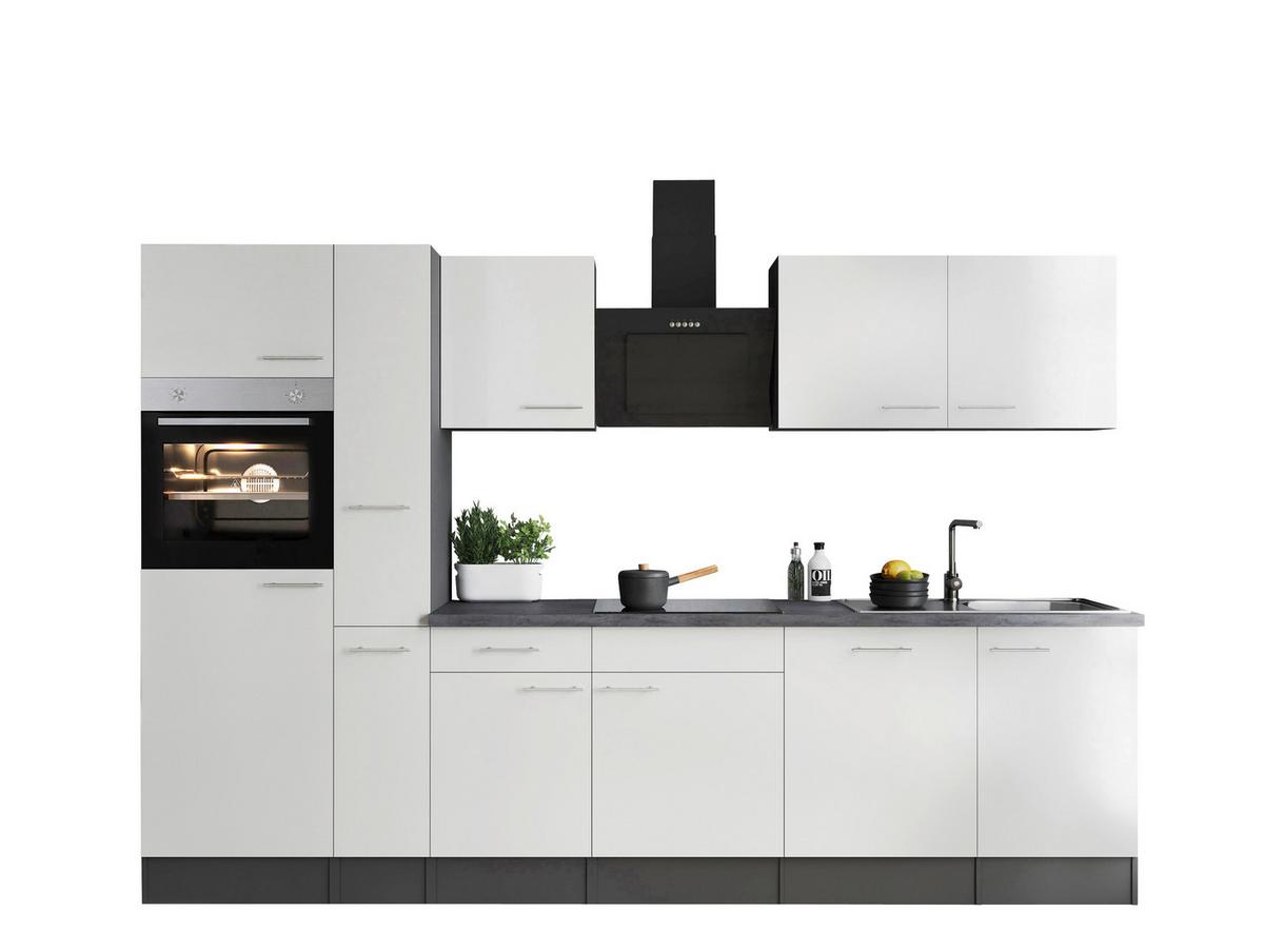 Küchenblock Oliver Grau, Weiß B: 310 Cm - Weiß/Grau, Design, Holzwerkstoff (310cm) - Respekta