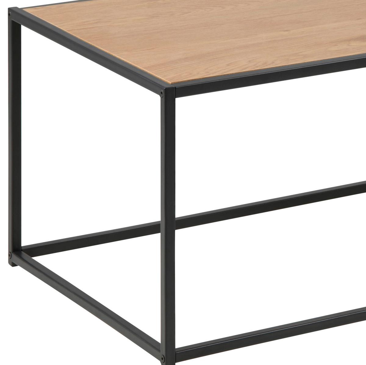 Dohányzóasztal Seaford - tölgyfa színű/fekete, Trend, faalapú anyag/fém (100/50/40cm) - MID.YOU