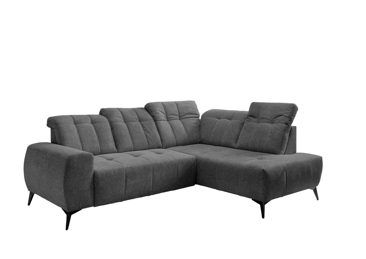 Ecksofa mit USB Anschluss Sano, Anthrazit, S: 261x200 cm - Anthrazit/Schwarz, MODERN, Textil (261/200cm) - Livetastic