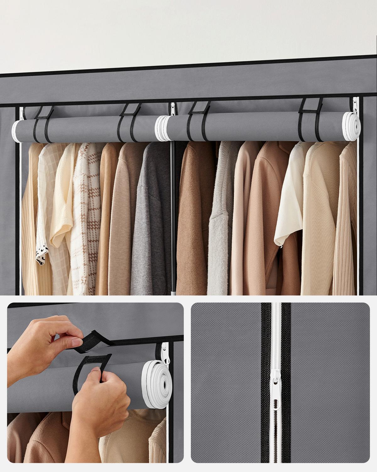 STOFFSCHRANK Dunkelgrau B: 127cm - Dunkelgrau, Basics, Textil/Metall (127/176/45cm)