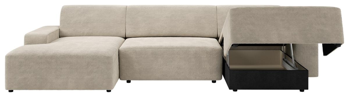 Wohnlandschaft Wien Creme U: 162x329x162 cm - Creme/Schwarz, MODERN, Textil (162/329/162cm) - Trendmanufaktur