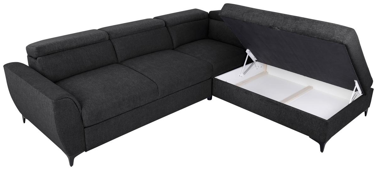 Ecksofa Lapis Schwarz S: 255/217 cm - Schwarz, KONVENTIONELL, Textil (255/217cm) - MID.YOU
