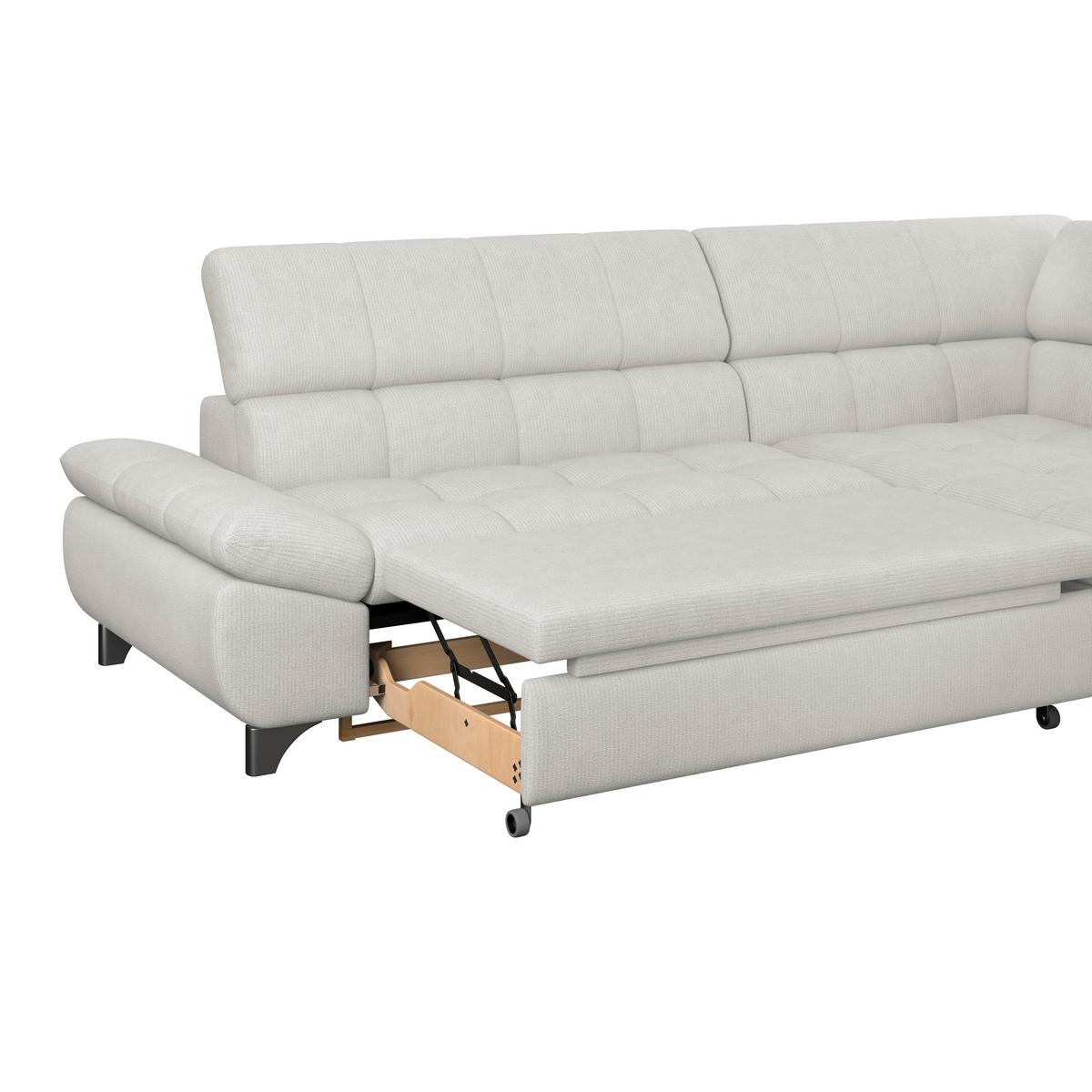 Ecksofa Mit Schlaffunktion Gemini Creme 312x234 Cm - Chromfarben/Creme, KONVENTIONELL, Textil (312/234cm)