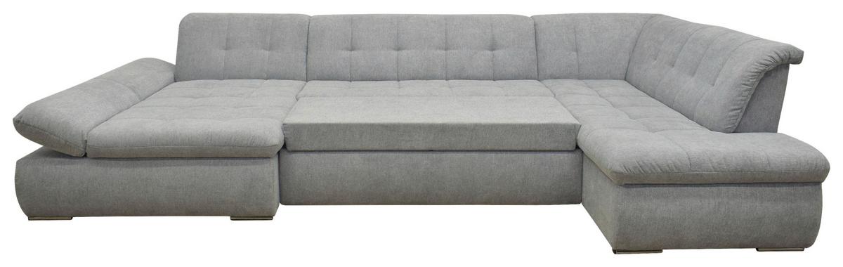 Wohnlandschaft Moric Mit Schlaffunktion Grau Mikrofaser - Chromfarben/Grau, KONVENTIONELL, Textil (172/353/216cm) - MID.YOU