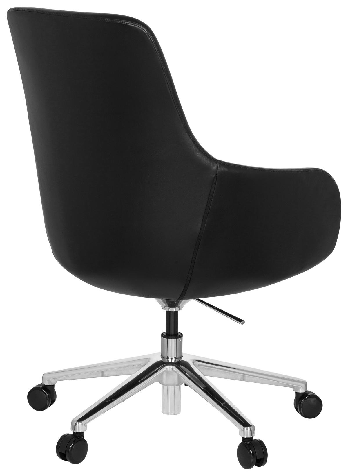 Bürostuhl Bareno Mit Armstützen Schwarz - Alufarben/Schwarz, MODERN, Leder/Kunststoff (65/104/54cm) - MID.YOU