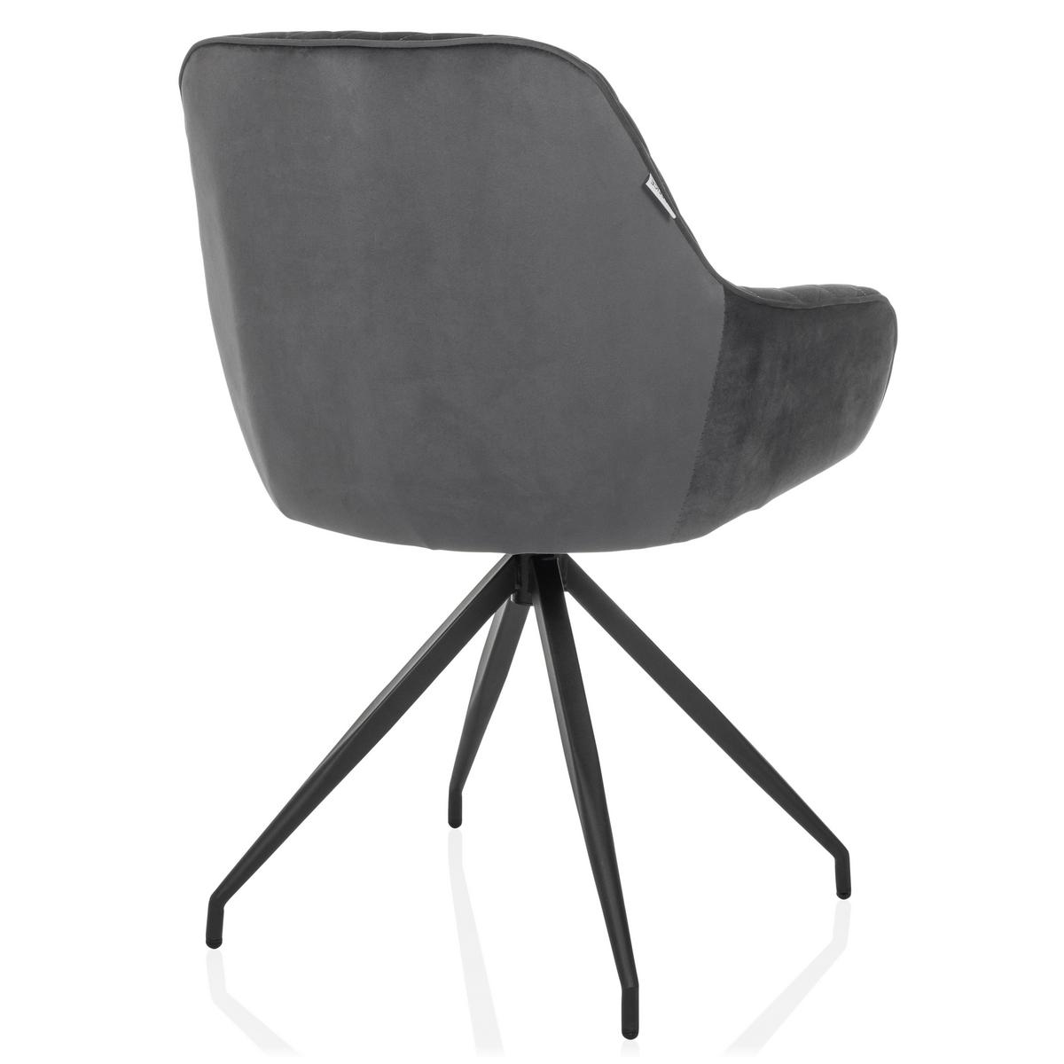 Armlehnstuhl Elverum Grau B: 58 Cm - Schwarz/Grau, MODERN, Textil/Metall (58/87/57cm) - MID.YOU