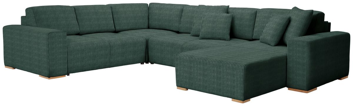 Wohnlandschaft Vouge Grün U: 283x371x208 Cm - Buchefarben/Schwarz, KONVENTIONELL, Textil (283/371/208cm) - Livetastic