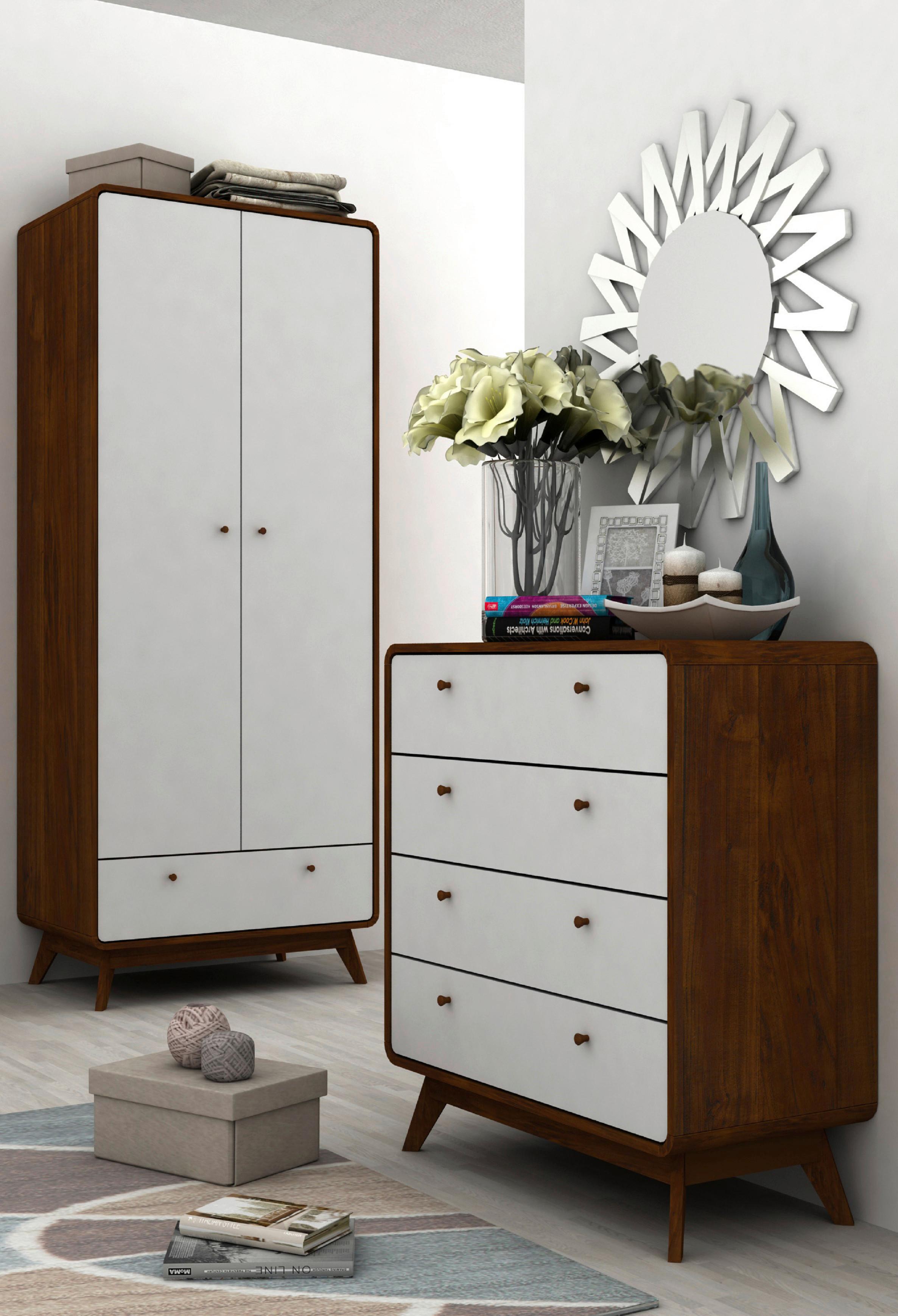 Kommode Cassie Weiß/walnussfarben 80 Cm - Walnussfarben/Weiß, Design, Holzwerkstoff (80/88/39cm) - MID.YOU