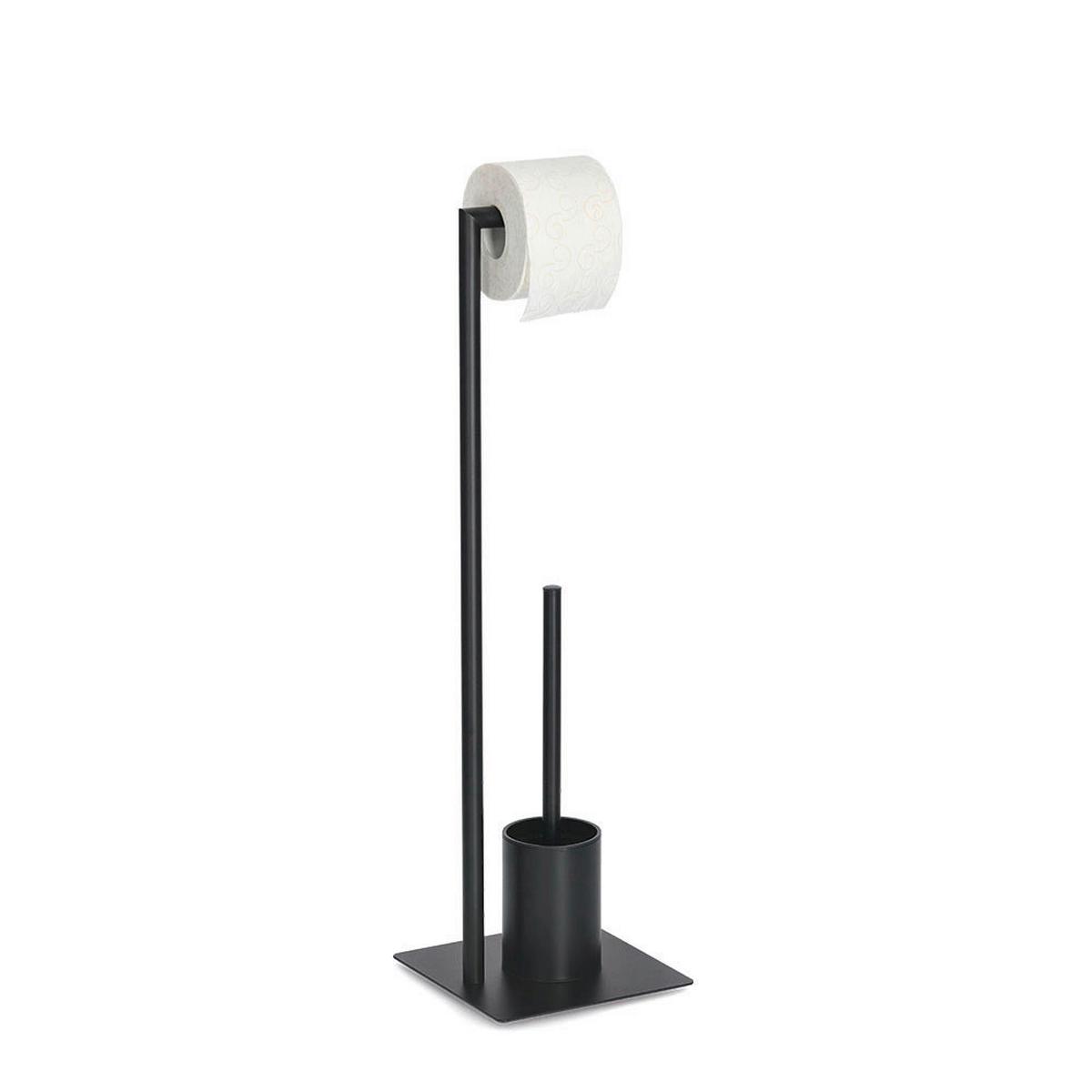 WC-Bürstengarnitur Schwarz, Metall - Schwarz, Basics, Kunststoff/Metall (20/20/70cm) - Zeller Present