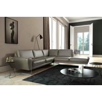 Ecksofa Spring Grau Chrom S: 273x250 Cm - Chromfarben/Grau, Design, Leder (273/250cm) - Livetastic