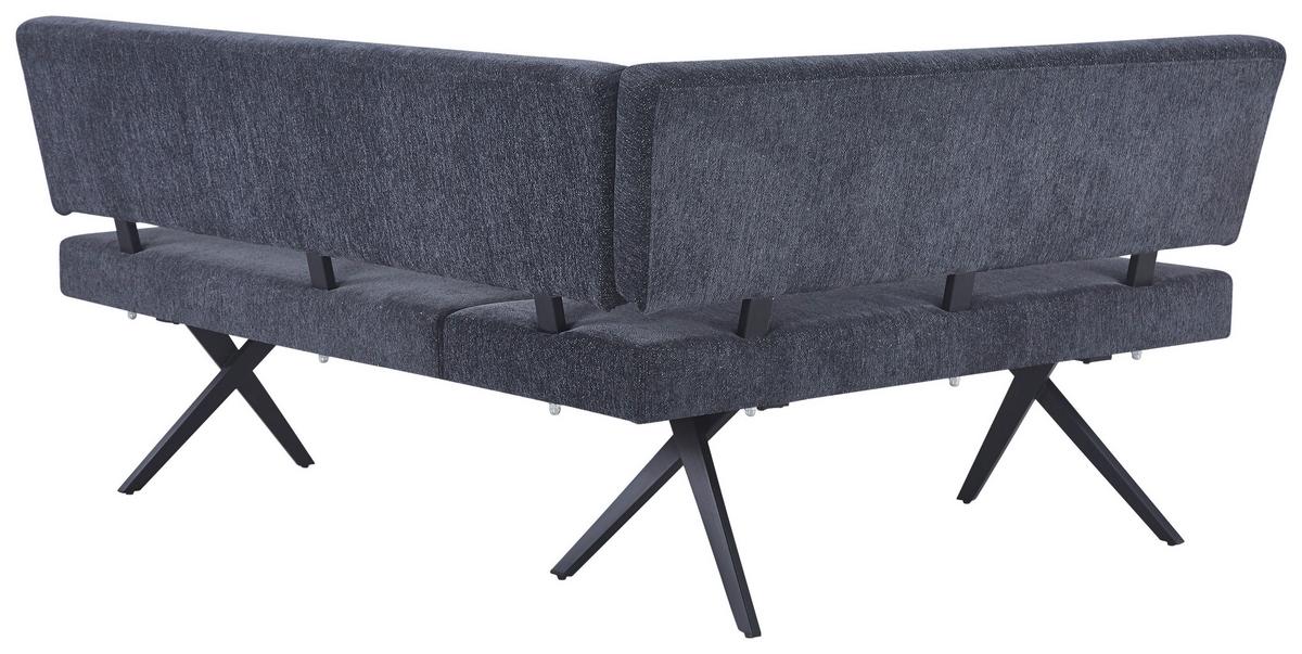 Eckbank Chios Leinenoptik Grau, S: 150x190cm - Dunkelgrau/Schwarz, KONVENTIONELL, Textil/Metall (150/190cm) - MID.YOU