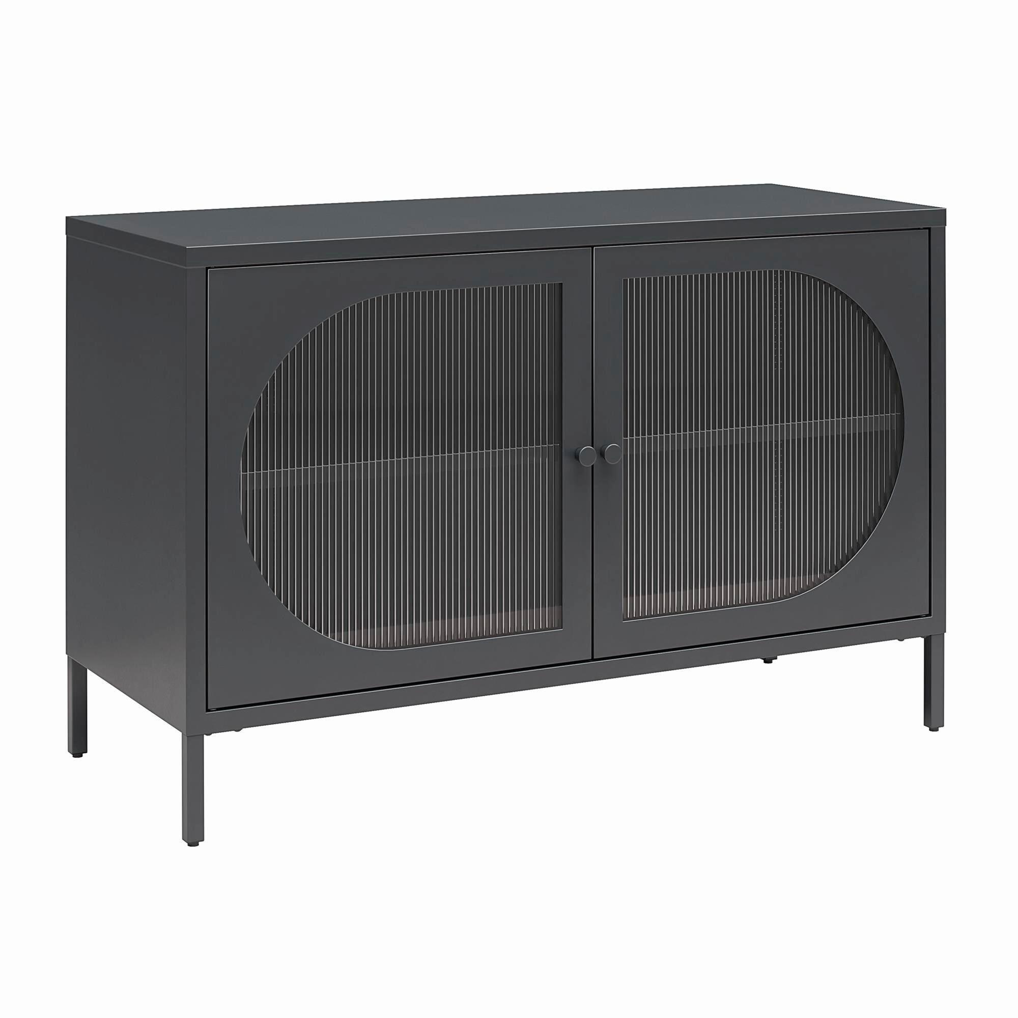 Kommode Luna Schwarz B: 100cm - Schwarz, Design, Glas/Metall (100/64/40cm) - MID.YOU