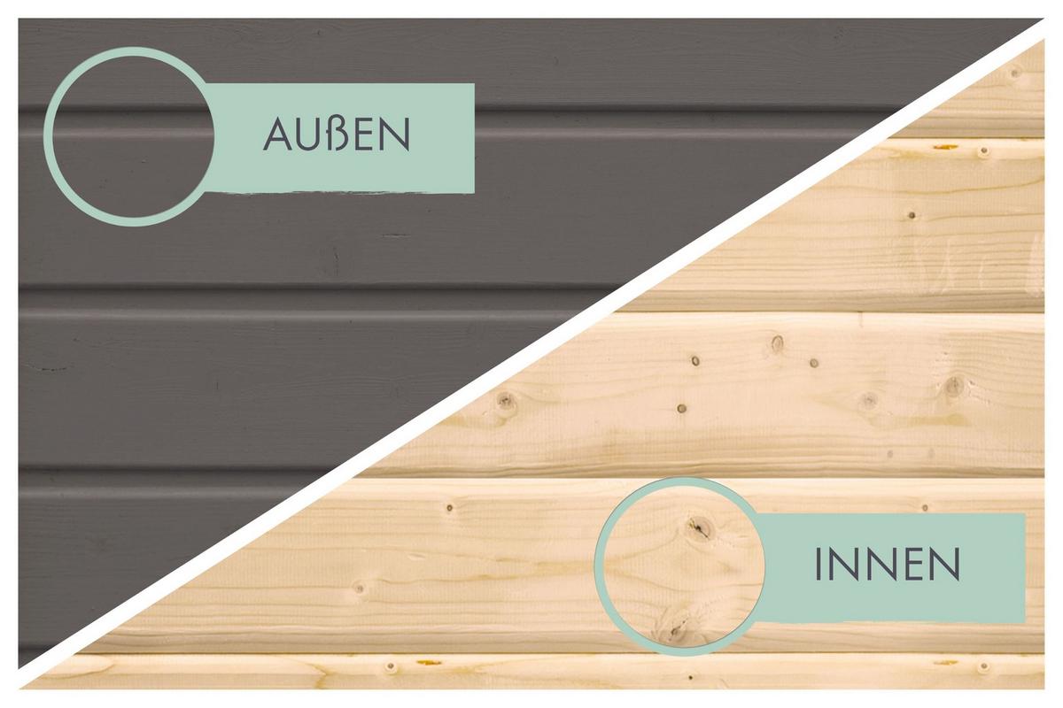 Gartenhaus mit Anbaudach Anthrazit - Anthrazit/Grau, Basics, Holz/Metall (271/218/271cm)